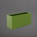 Tolga Rectangle Fiberglass Planter in satin green against gray background.