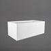 Torino Wide Rectangle Fiberglass Planter in gloss bright white against gray background.