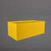 Torino Wide Rectangle Fiberglass Planter in gloss saffron against gray background.