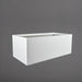 Torino Wide Rectangle Fiberglass Planter in matte bright white against gray background.