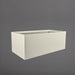 Torino Wide Rectangle Fiberglass Planter in satin beige against gray background.