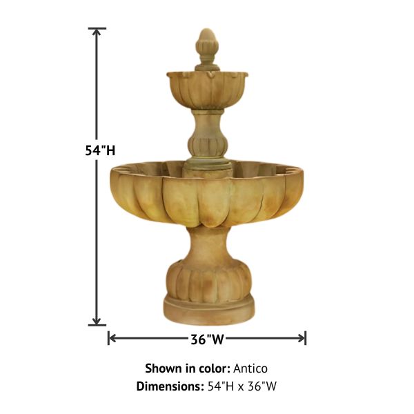 Urbino Grande Short Two Tier Fountain with product details.