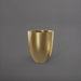 Valencia Tapered Round Fiberglass Planter in gloss metallic gold against gray background.
