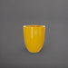 Valencia Tapered Round Fiberglass Planter in gloss saffron against gray background.