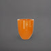 Valencia Tapered Round Fiberglass Planter in gloss tangerine against gray background.