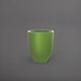 Valencia Tapered Round Fiberglass Planter in satin green against gray background.