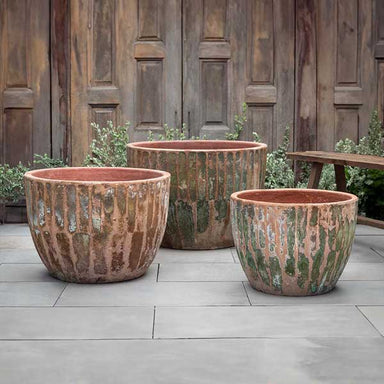 Velia Planter - Vicolo Mattone - S/3 on concrete in the backyard