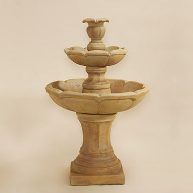Velia Two Tier Fountain, Small against brown background.