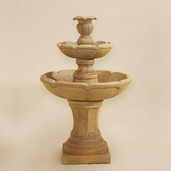 Velia Two Tier Fountain, Small against brown background.
