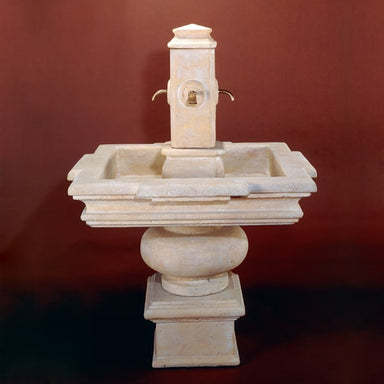 Versilia Fountain for spouts against maroon background.