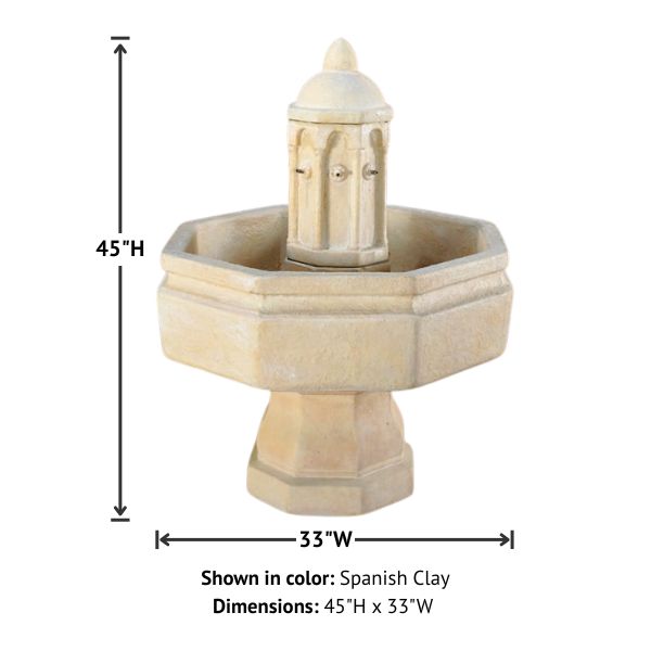 Villa Basilica Fountain against white background product details.