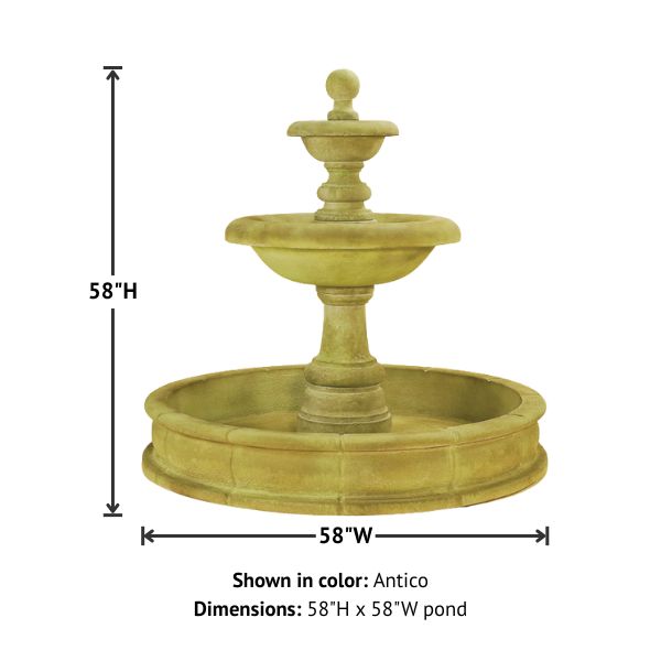 Villa Santini Two Tier Pond Fountain Tall with product details.