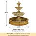 Vistamaer Three Tier Pond Fountain against white background with product details.