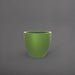 Wannsee Extra Large Round Fiberglass Planter in satin green against gray background.