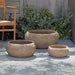 Woostock Bowl Planter - Brown Terra Cotta - S/3 on concrete in the backyard 