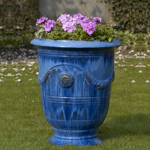 Anduze Urn Planter - Riviera Blue - Set of 3 Campania International