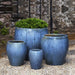 Chantal Planter - Blue Pearl - Set of 4 near concrete stair in the backyard