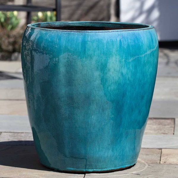 Ellesmere Planter S/3 Aqua on concrete in the backyard