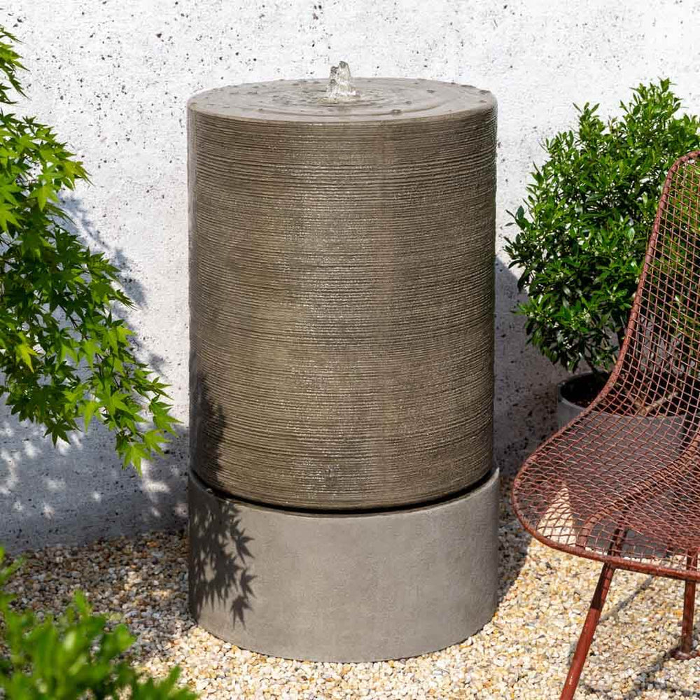 large cylinder fountain in action