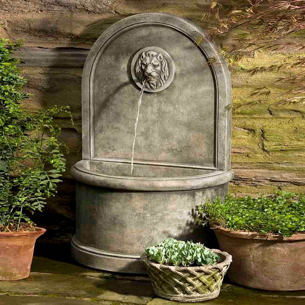 lion wall fountain in action