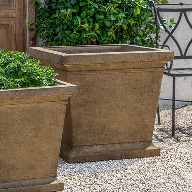 Madison Planter, Large beside planter filled with plants in the backyard upclose