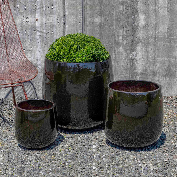 Potrero Planter - Cola - S/3 filled with plants in the backyard