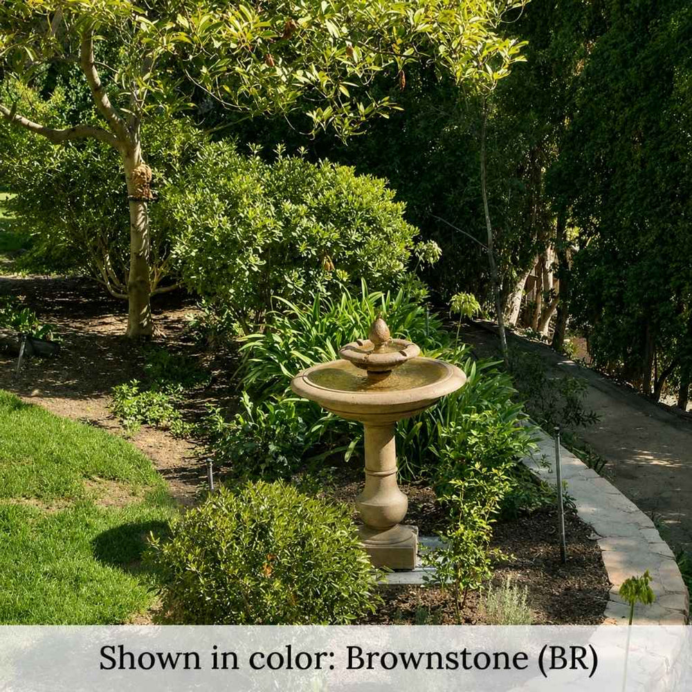 Upclose Campania palos verdes fountain in action in backyard