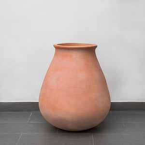 Valensole Jar Planter - Terra Cotta - S/1 on concrete against light gray wall
