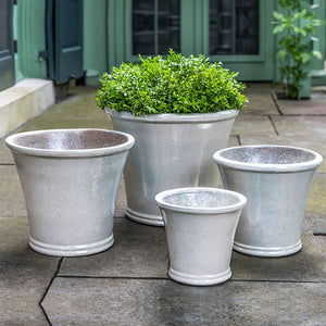 Valette Planter - Pearl - S/4 on patio filled with plants